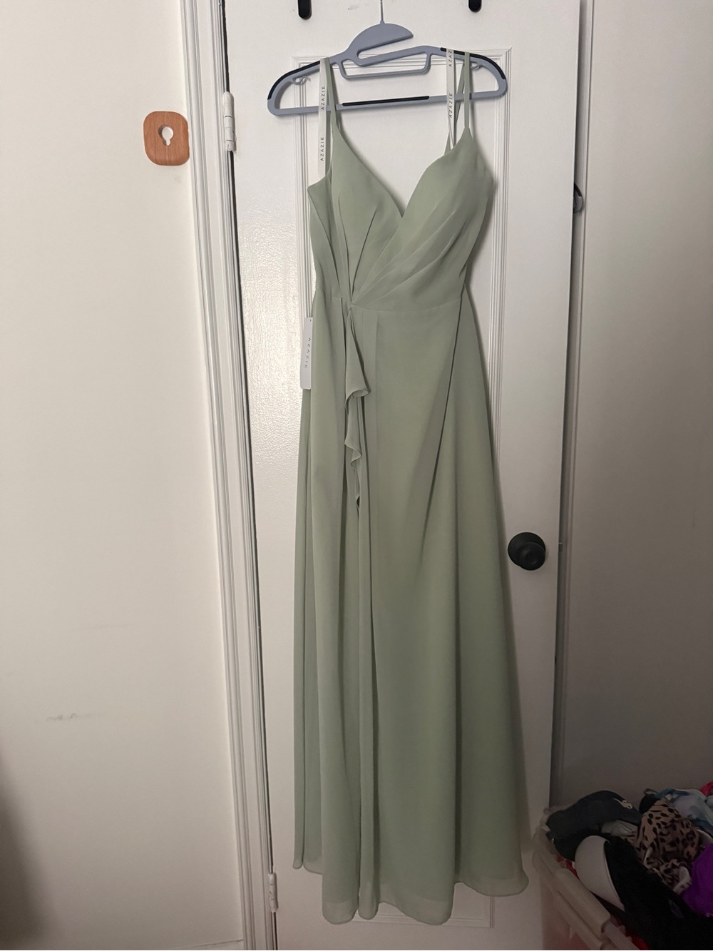Azazie Sage Green Dress with Pockets